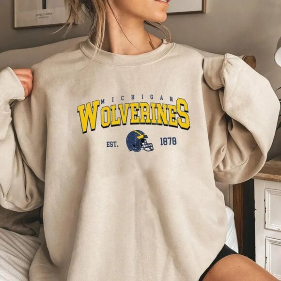 robertpalmq13 Tops - MICHIGAN WOLVERINES 1878 SWEATSHIRT SHIRT K13110